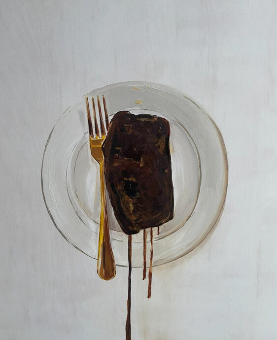 Wonka Cake oil on birch panel 24”x 24”