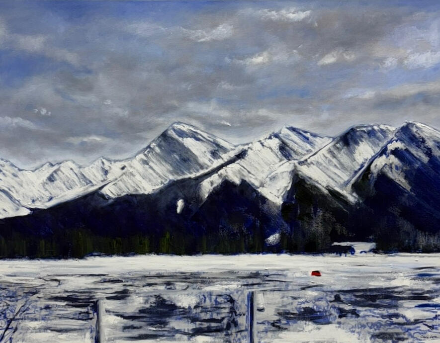 Ice Shack Canadian Landscape oil on canvas 36"x 48"