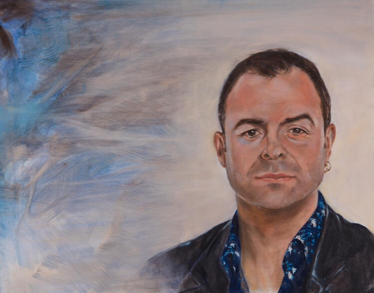Mark Kelso drummer oil on canvas 24”x36”